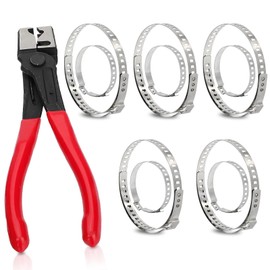 Heavy Duty Hose Clamp Pliers, 11PCS Hose Clip Pliers with Stainless Steel CV Boot Clamp Assortment Kit Adjustable Auto Clic-R Type Collar Clamp for Most Cars