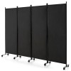 4-Panel Folding Room Divider with Lockable Wheels Privacy Screencolor: Brown