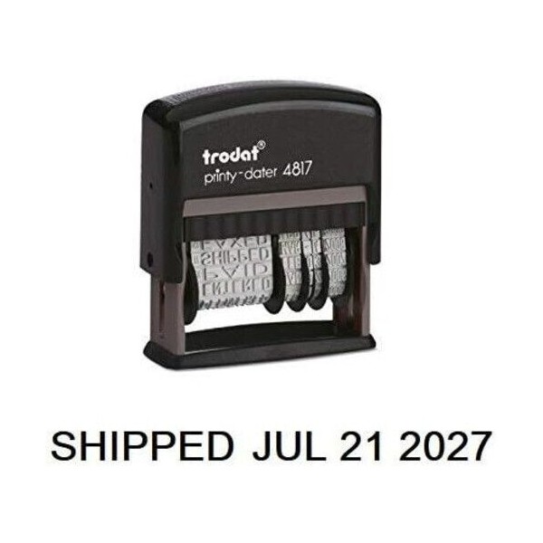 Trodat Rotating Stock Message Phrase Dater Self-Inking Stamp (BLACK)