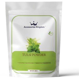 Accessorize Kingdom Herbal Face Pack Powder | 100% Natural & Organic Skincare | For Glowing Skin, Acne Control, Anti-Aging | All Skin Types | (100g, Tulsi)