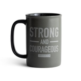 DaySpring - Strong & Courageous - Inspirational Ceramic Mug, 14oz, Gray (J4586)