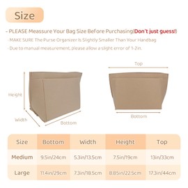 for Longchamp Bag Organizer Insert for Women,Felt Purse Organizer Insert with Multi-Pocket,Tote Bag Handbag Shaper,for Le Pliage(Beige,Medium)