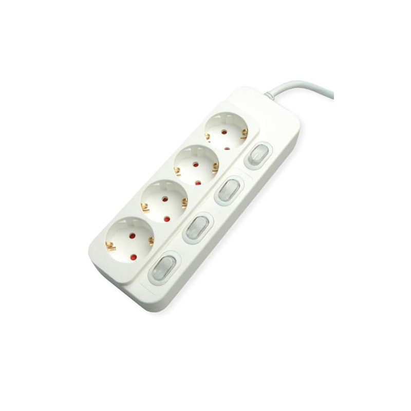 Value 3 m 4 Way Single Switch Power Strip White