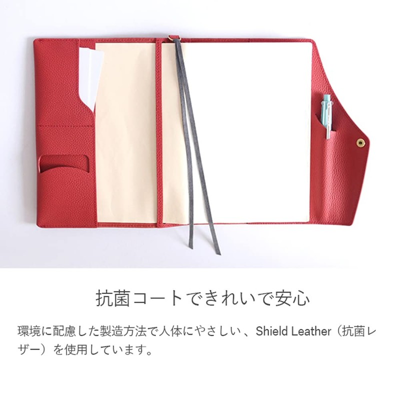 HUKURO A5 Booklet Type, Genuine Leather, Antibacterial, Pen Holder, Leather,