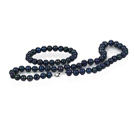Treasure Bay AA Grade 8mm Off Round Freshwater Pearl Necklace and Bracelet (Black)