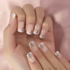 iMABC Short Flower Classic Press On Acrylic Nails Square Natural