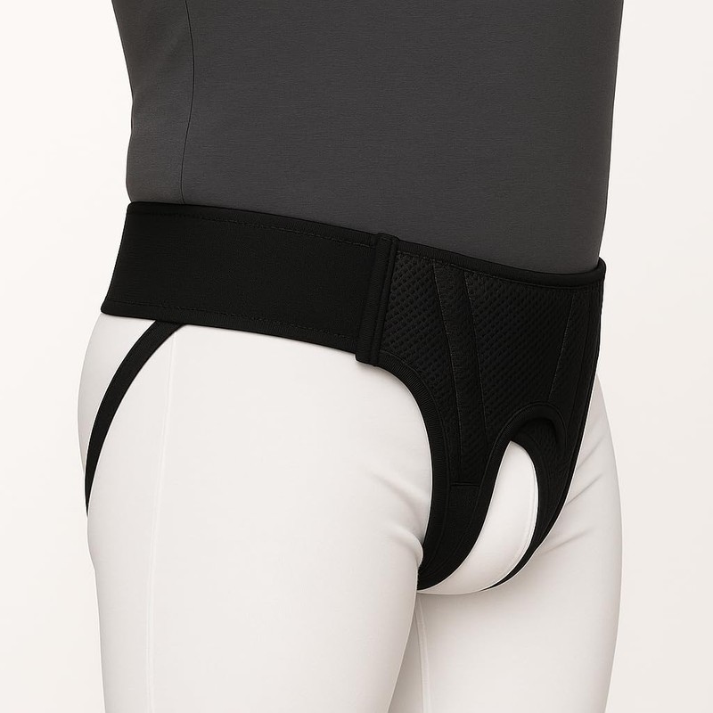 AT Surgical Inguinal Hernia Support Truss – Adjustable Black Belt