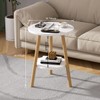 OERGKE Round End Table, Small Side Tables with Lower Shelf,
