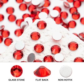 Novani 288 Pieces Flatback Rhinestones Glass Round Gems Red Crystals for Nail Art DIY Crafts Clothes Shoes,SS34,7.1-7.3mm