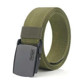 Military Equipment Tactical Belt Men Metal Buckle Thicken Nylon Canvas Belts for Men(Army green)
