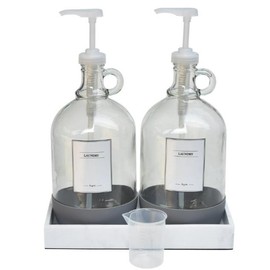 128 fl oz Glass & Resin Laundry Detergent Dispenser Set, Eco-Friendly & Reusable, 4-Piece
