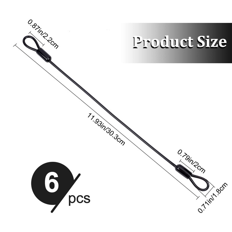 GORGECRAFT 6-Pack Stainless Steel Wire Rope Lanyard Cable Tether Safety