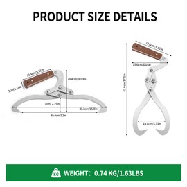 BiggerFire 12 Inches (300MM) Log Tongs Firewood Tong with Handle Non-Slip, Claw Log Lifting Tool for Lifting, Handling, Dragging and Carrying Logs,Wood Handle 2 Claw Skidding Tongs