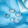 DELORIGIN 4pcs Photo Locket Charms Necklace Pendant Round Stainless Steel