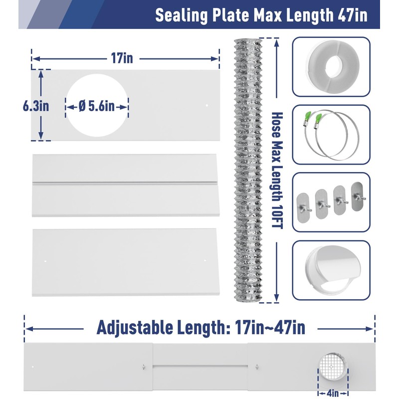 Dryer Vent Window Kit,Adjustable Window Vent Kit with Outdoor Dryer