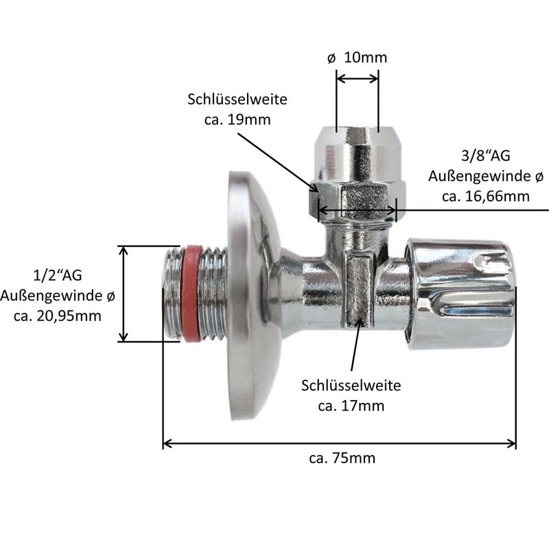 'Angle Valve 1/2-Inch Seal – Certified According to German DVGW