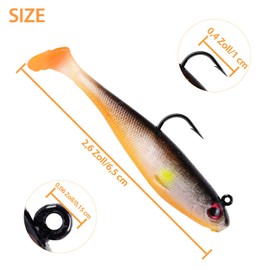 Filltown 6PCS Prepared Fishing Lure Set, Fishing Tackle, 6.5cm/6g Rubber Fish Fishing Lures for Bass, Pike and Sea Bass with Hooks, Artificial Bait for Saltwater and Freshwater Fishing.