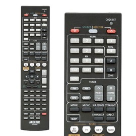 Anderic RRAV498 Replacement Remote for Yamaha Audio Receivers - RAV293, RAV331, RAV334, RAV336, RAV432, RAV434, RAV435, RAV436, RAV463, RAV491, RAV494, RAV498, RAV499 - RRAV498