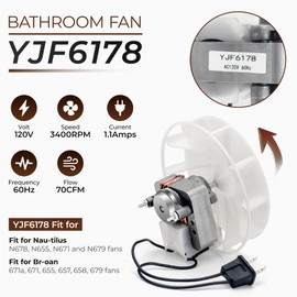 Upgraded 70CFM Bathroom Exhaust Fan Motor Replace 99080166 BP28 YJF6178 Bath Motor Fit for Br-oan Nu-Tone Nau-tilus 678 671 679 658 657 655 Vent Bath Fan Motor-60HZ 120V 1.1A CCW by Fetechmate