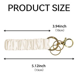 QIXUEI Elastic Wrist Strap Key Chain Car Keychain Wristlet Bracelet Stretchy Keyring Wrist Holder for Women(White)