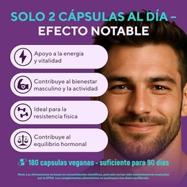 TESTO Suplemento Para Hombre Con Ácido Aspártico, Fenogreco, L-Arginina y Zinc – Vegano Sin Gluten Sin Colorantes 180 Cápsulas