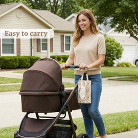 CEUTNIZ Quilted Baby Diaper and Wipes Pouch Portable Mommy Bag for Stroller Reusable Wipes Pouch with Lanyard for Casual Travel (Beige)