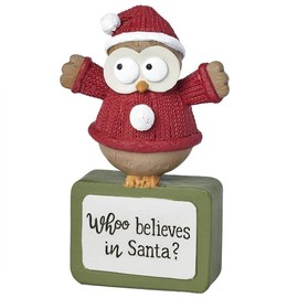Blossom Bucket Whoo Believes in Santa Owl On Base