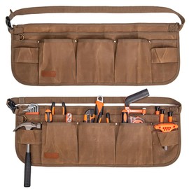 Waist Tool Belts with 13 Pockets,Waxed Canvas Tool Apron,Nail Apron,Woodworking Pouch for Men and Women,Adjustable Length from 28 to 45 Inches