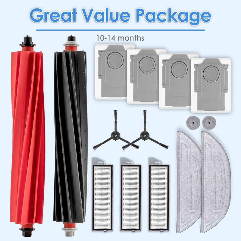 (15 Pack) S8 MaxV Ultra Accessories Kit Compatible with Roborock