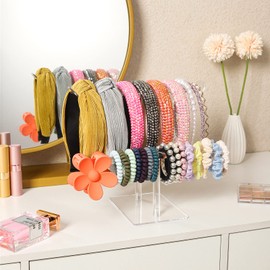 LOVNFC Headband Holder, Headband Organizer Acrylic Clear Hairband Hair Hoop Display Stand, Hair Accessories Storage with for Girls Women