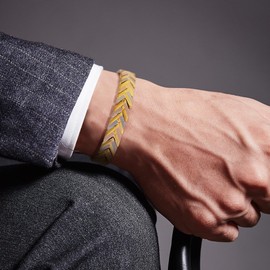 JFUME Magnetic Bracelets for Men Women Triple Tone Rose Gold and 18K Gold Plated with Silver Double Row Magnets 8.5" Adjustable