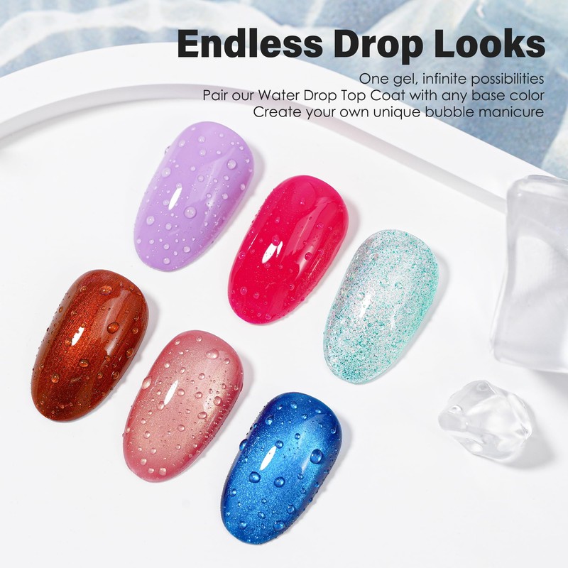 3D Water Drop Gel Top Coat, 2x18ml No Wipe Glossy