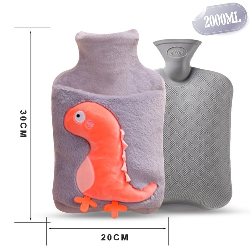 MHwan Hot Water Bottle, 2L Large Thickened Plush Fluffy Hot