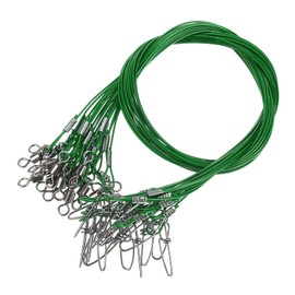 PATIKIL Fishing Wire Leaders 20", 20 Pack 200lb High Strength Carbon Steel Nylon Coated Fishing Line with Swivel Snap for Saltwater Freshwater, Green