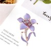 Purple Flower Enamel Pin Crystal Rhinestone Flower Brooches Women Wedding