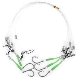 Xubbwov Deep Drop Fishing Rig - Snapper, Tilefish, Grouper, Halibut - 5 Circle Hooks With Glow Sleeve - Sizes 8/0 to 16/0 (12/0)