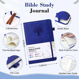 ADOUNOTES Bible Study Journal Scripture Notebook - Christian Note Taking Kit with Guided Prompts - Inspirational Religious Gifts - Faith Based Stationery Supplies for Church Notes (Mystic Blue)