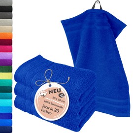 Lashuma Hand Towel Set 30 x 50 cm Terry Towelling London Set of 4 Guest Towels Azure Blue, Ideal as Guest Towel, Children's Towel and for the Face