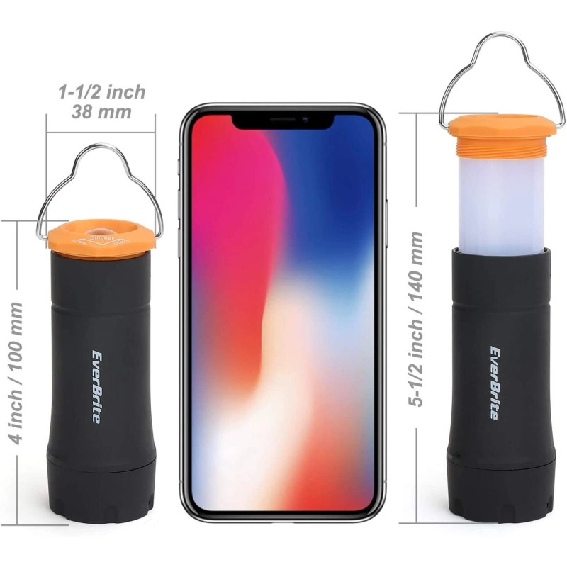EverBrite 2 Packs 2-in-1 Mini Lanterns Flashlights 3 Modes LED