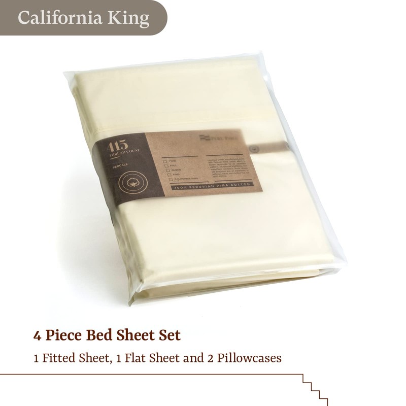 Peru Pima Bed Sheet Set – California King Size, 4