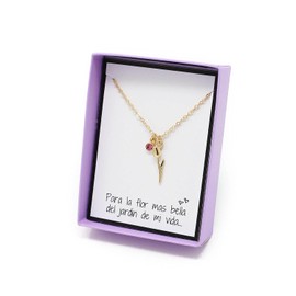 Collar de Flor Tulipan en Chapa de Oro de 22K para Dama, Regalo para Pareja, Regalo de Aniversario