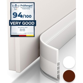 Vellure® - Burlete inferior para puerta contra corrientes de aire y sellado, burlete aislante, ideal para aislamiento contra el frío, el ruido y la humedad, 1 unidad, color blanco