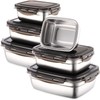 Nuanchu 6 Packs Stainless Steel Food Storage Containers Airtight Metal