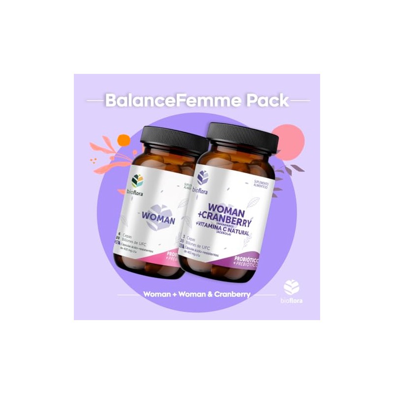 Probioticos Bioflora Pack Balance Femme Cápsulas Woman Cranberry Ácido Resistntes