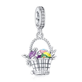 Amieween 925 Sterling Silver Charm Flower Basket Bead Pendant Compatible With Women'S Bracelets, Necklaces, Birthday Gifts For Friends, Family