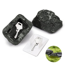 LELE LIFE 2Pcs Fake Rock Key Hiders Outside - Hide a Key Outside for House Safe, Hidden Spare Key Holder Looks Like Real Stone for Outdoor Garden or Yard,Style A
