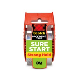 Scotch Sure Start Shipping Packaging Tape, 1.88" x 22.2 yd, Designed for Packing, Shipping and Mailing, Quiet Unwind, No Splitting or Tearing, 1.5" Core, Clear, 1 Dispensered Roll (145)