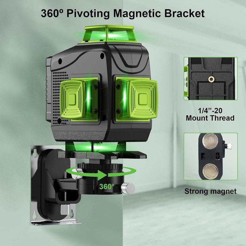 CHISHIB 16 Lines Green Laser Level Kit -4x360° 4D Self-Leveling