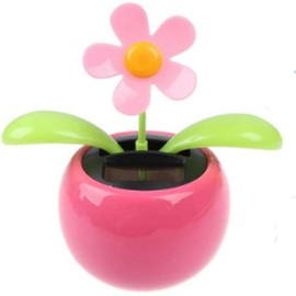 Pink Solar Dancing Sun Flower Automotive Ornament Solar Powered Dancing Sun Flower in Colorful Pots Swinging Animated Bobblehead Dancer Window Sun Catcher Car Dashboard Decor Portable, Decorations