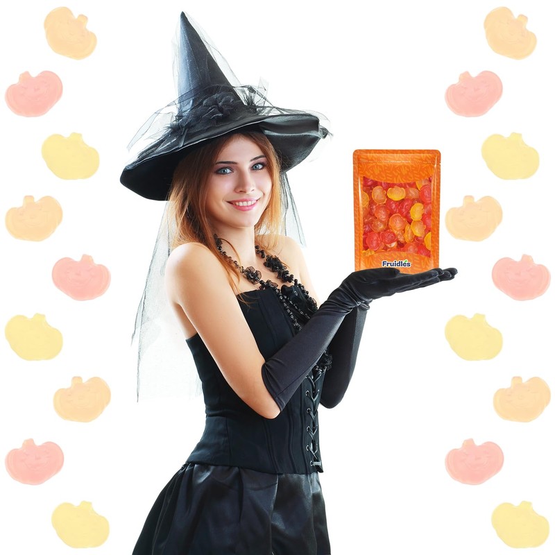 Fruidles Fall Mini Gummy Pumpkins Candy, Assorted Fruit Flavors Gummies,